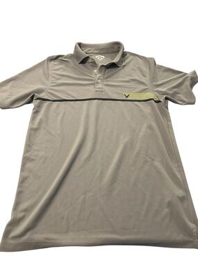 Callaway Light Gray Polo with Subtle Black and Yellow Striping med